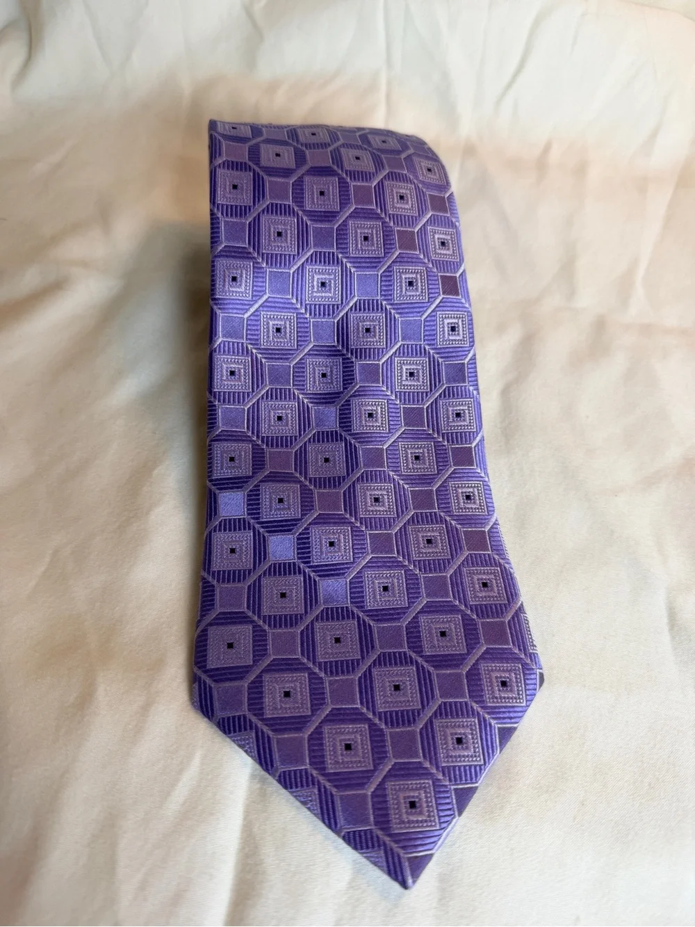 Pronto Uomo Purple Geometric Silk Tie
